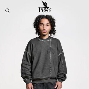 New Mens Peso Clo Twin Split‎ Sweater in Mud Grey